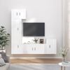 Set De Muebles De Tv 5 Piezas Madera Contrachapada Blanco Brillo