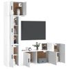 Set De Muebles De Tv 5 Piezas Madera Contrachapada Blanco Brillo