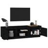 Mueble De Tv Madera Maciza De Pino Negro 140x35x40 Cm