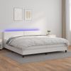 Cama Box Spring Colchón Y Led Cuero Sintético Blanco 200x200 Cm