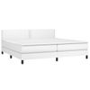 Cama Box Spring Colchón Y Led Cuero Sintético Blanco 200x200 Cm