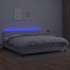 Cama Box Spring Colchón Y Led Cuero Sintético Blanco 200x200 Cm