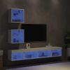 Muebles De Tv De Pared Con Led 5 Piezas Madera Ingeniería Blanco