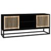 Mueble De Tv Hierro Y Madera Contrachapada Negro 105x30x45 Cm