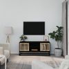 Mueble De Tv Hierro Y Madera Contrachapada Negro 105x30x45 Cm