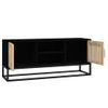 Mueble De Tv Hierro Y Madera Contrachapada Negro 105x30x45 Cm