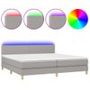 Cama Box Spring Con Colchón Tela Y Led Gris Claro 200x200 Cm