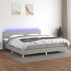 Cama Box Spring Con Colchón Tela Y Led Gris Claro 200x200 Cm