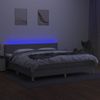 Cama Box Spring Con Colchón Tela Y Led Gris Claro 200x200 Cm