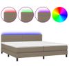 Cama Box Spring Con Colchón Led Tela Gris Taupe 200x200 Cm