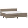 Cama Box Spring Con Colchón Led Tela Gris Taupe 200x200 Cm