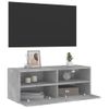 Mueble De Pared Tv Madera Ingeniería Gris Hormigón 80x30x30 Cm