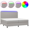 Cama Box Spring Con Colchón Tela Y Led Gris Claro 200x200 Cm