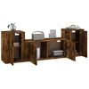 Set De Muebles De Tv 3 Piezas Madera Contrachapada Roble Ahumado