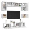 Juego De Mueble Para Tv De 8 Piezas Aglomerado Blanco Brillante