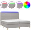 Cama Box Spring Con Colchón Tela Y Led Gris Claro 200x200 Cm