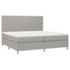 Cama Box Spring Con Colchón Tela Y Led Gris Claro 200x200 Cm