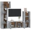 Set De Muebles De Tv 5 Piezas Madera Contrachapada Gris Hormigón