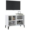 Mueble De Tv Con Patas De Metal Blanco Brillante 69,5x30x50 Cm