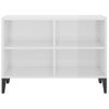 Mueble De Tv Con Patas De Metal Blanco Brillante 69,5x30x50 Cm