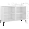 Mueble De Tv Con Patas De Metal Blanco Brillante 69,5x30x50 Cm