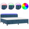 Cama Box Spring Colchón Y Led Terciopelo Azul Oscuro 200x200 Cm