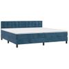 Cama Box Spring Colchón Y Led Terciopelo Azul Oscuro 200x200 Cm