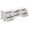 Mueble Para Tv Madera Maciza De Paulownia Blanco 108x30x40 Cm