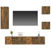 Set De Muebles De Tv 5 Piezas Madera Contrachapada Roble Ahumado