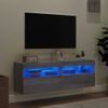 Muebles Tv De Pared Con Luces Led 2 Unidades Gris Sonoma 60x30x40 Cm