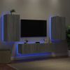 Muebles Tv Pared Con Led 4 Piezas Madera Ingeniería Gris Sonoma