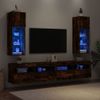 Muebles De Tv Con Luces Led 2 Unidades Roble Ahumado 30,5x30x90 Cm