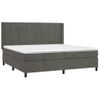 Cama Box Spring Colchón Y Led Terciopelo Gris Oscuro 200x200 Cm