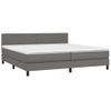 Cama Box Spring Colchón Y Led Cuero Sintético Gris 200x200 Cm