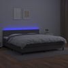 Cama Box Spring Colchón Y Led Cuero Sintético Gris 200x200 Cm