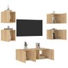 Muebles Tv Pared Con Led 6 Piezas Madera Ingeniería Roble Sonoma