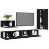 Set De Muebles De Salón Tv 4 Piezas Madera De Ingeniería Negro