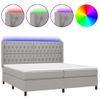 Cama Box Spring Con Colchón Tela Y Led Gris Claro 200x200 Cm