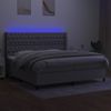 Cama Box Spring Con Colchón Tela Y Led Gris Claro 200x200 Cm