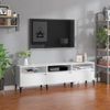 Mueble De Tv Madera Contrachapada Blanco Brillo 150x30x44,5 Cm