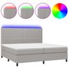 Cama Box Spring Con Colchón Tela Y Led Gris Claro 200x200 Cm