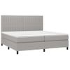 Cama Box Spring Con Colchón Tela Y Led Gris Claro 200x200 Cm