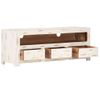 Mueble De Tv Madera De Acacia Maciza Blanco 110x30x40 Cm