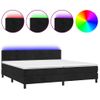 Cama Box Spring Colchón Y Led Terciopelo Negro 200x200 Cm