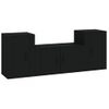 Set De Muebles Para Tv 3 Piezas Madera Contrachapada Negro