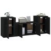 Set De Muebles Para Tv 3 Piezas Madera Contrachapada Negro