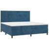 Cama Box Spring Colchón Y Led Terciopelo Azul Oscuro 200x200 Cm