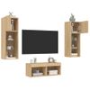 Muebles De Tv De Pared Con Luces Led 4 Piezas Roble Sonoma