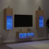 Muebles De Tv De Pared Con Luces Led 4 Piezas Roble Sonoma