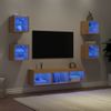 Muebles Tv Pared Con Led 7 Piezas Madera Ingeniería Roble Sonoma